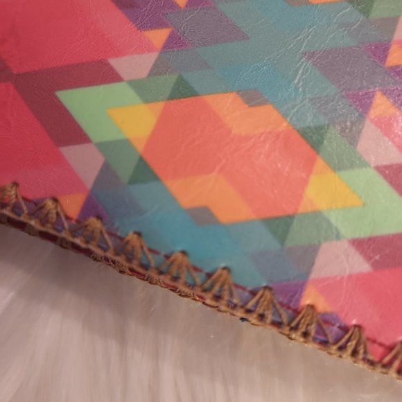 Mlavi Vegan Leather Wallet: Aztec Water Color Design: size 7.5"x3.5" - Picture 4 of 7